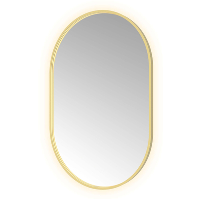 Hotbath &MORE Spiegel Oval - 80x120cm - direct en indirect LED - spiegelverwarming - dimbaar - met afstandsbediening - PVD - geborsteld messing goud