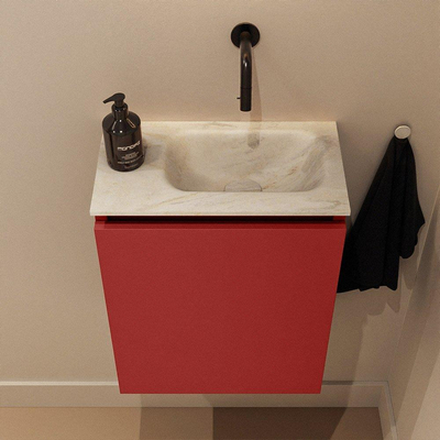 MONDIAZ TURE-DLUX Meuble toilette - 40cm - Fire - EDEN - vasque Ostra - position droite - sans trou de robinet