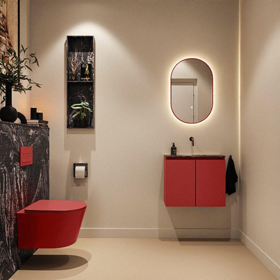 MONDIAZ TURE-DLUX 60cm toiletmeubel Fire. EDEN wastafel Lava positie midden. Zonder kraangat.