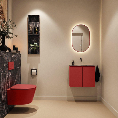 MONDIAZ TURE-DLUX Meuble toilette - 60cm - Fire - EDEN - vasque Lava - position centrale - sans trou de robinet