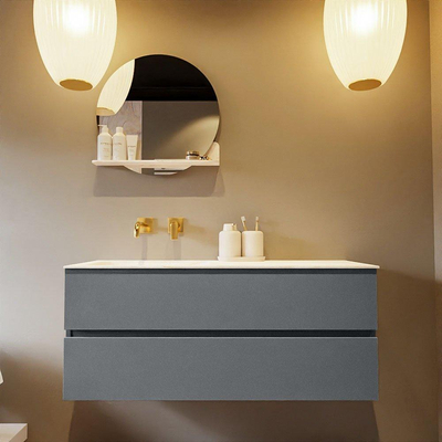 Mondiaz VICA-DLUX ensemble de meuble de salle de bain - 120cm - meuble sous-vasque plata - 2 tiroirs - lavabo encastré cloud gauche - sans trous de robinet - miroir modèle spot - version XL 60cm de haut - ostra