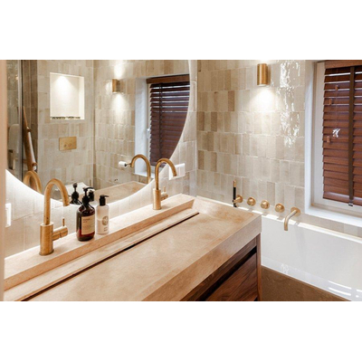 Hotbath Cobber mitigeur de lavabo 27,8 cm avec bec orientable sans vidage laiton brossé