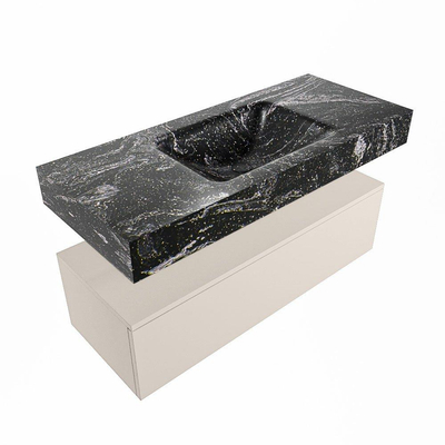 Mondiaz ALAN-DLUX Ensemble de meuble - 110cm - meuble Linen mat - 1 tiroir - Lavabo Cloud Lava suspendu - vasque Centre - 0 trous de robinet