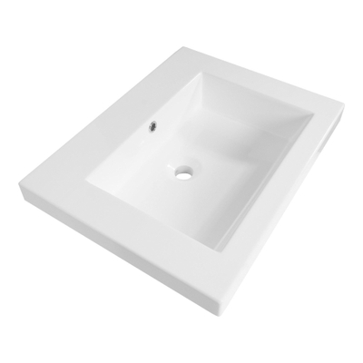 BRAUER Foggia Meuble lavabo - 60x46x5cm - trop-plein - 1 lavabo - 1 trou de robinet - marbre minéral - blanc brillant