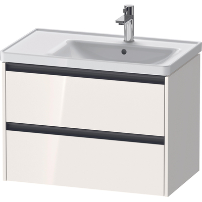Duravit Ketho.2 Wastafelonderbouwkast - met 2 laden - voor waskom rechts - 78.4x45.5x54.9cm - met grepen antraciet - hoogglans wit