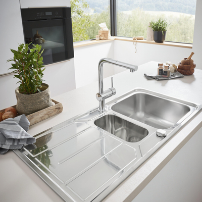 Grohe Minta Keukenkraan - hoog - uittrekbare l uitloop - 2 straalsoorten - chroom