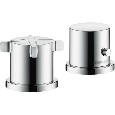 Hansgrohe Universeel Basisgarn. 2-gats badrand - thermostaat - met trio en omstel + - stopkraan
