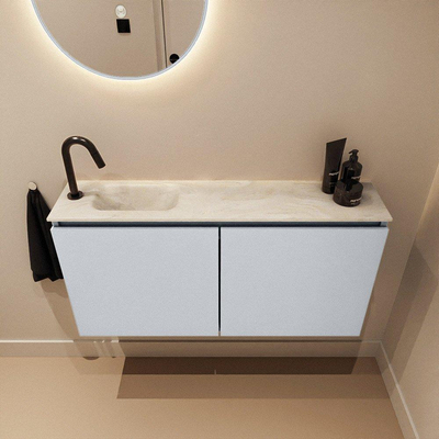 MONDIAZ TURE-DLUX meuble WC 100 cm Clay. Lavabo EDEN Ostra position gauche. Avec 1 trou de robinet.