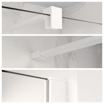 Aqua Vista Inloopdouche - 120x200cm - afgeronde glaswand - helder glas - wandarm - mat wit