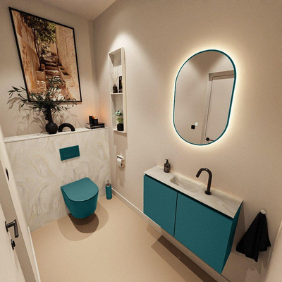 MONDIAZ TURE-DLUX Meuble de toilettes 80 cm Smag. EDEN lavabo Ostra position milieu. Avec 1 trou de robinet.