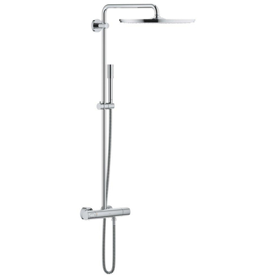 GROHE Rainshower Cosmopolitan colonne de douche avec robinet de douche thermostatique et douche de tête Ø40cm entraxe=15cm et Sena douchette à main chrome