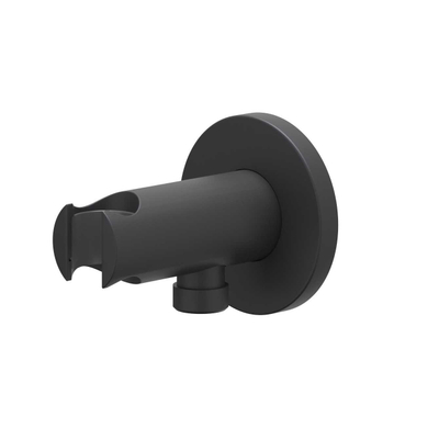 IVY Pact Ensemble de douche pluie - encastré - inverseur stop 2 voies - bras de plafond 30 cm - douche de tête medium ronde 20 cm - support avec sortie - flexible de douche 150 cm - douchette à main bâton - Noir mat PED