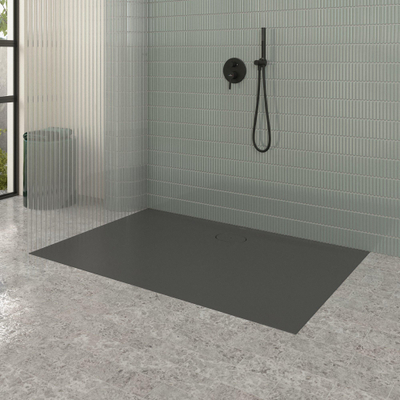 Villeroy & Boch Ecora douchebak - 150x100x3.5cm - afvoer lange zijde - anthracite (antraciet)