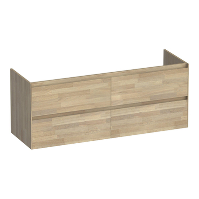 BRAUER Inspire wastafelonderkast 140 4 softclose lades - greeploos - 2 sifon uitsparingen - massief eiken - vingerlas eiken grijs