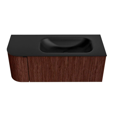 Mondiaz KURVE Badkamermeubelset - 115x46x40cm - 1 lade - 1 deur - wastafel solid surface - rechts - 1 kraangat - Ruby