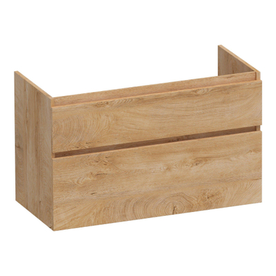 BRAUER Delight Meuble sous-lavabo - 100x46x60cm - 2 tiroirs softclose - sans poignées - 1 découpe pour siphon - Forest Tan