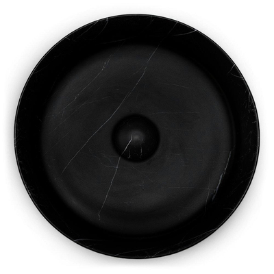 Riho Marmic Round Waskom 34.6x34.6x11.4cm Keramiek rond marmer mat zwart SHOWROOMMODEL