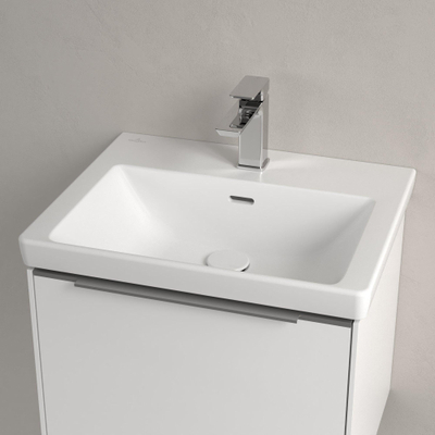 Villeroy & boch subway 3.0 lavabo de meuble 55x44x16,5cm rectangle 1 trou pour robinet avec trou de trop-plein pierre blanche mate céramique+