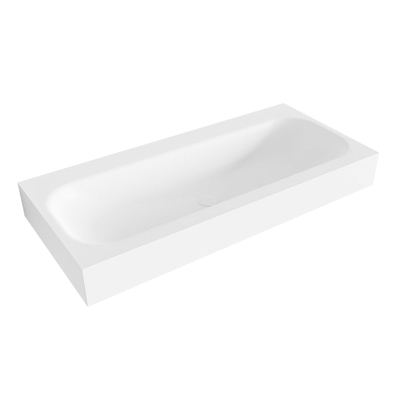 Mondiaz BIG MEDIUM Lavabo suspendu - 100cm - vasque au milieu - rebord 12cm - Solid surface Talc