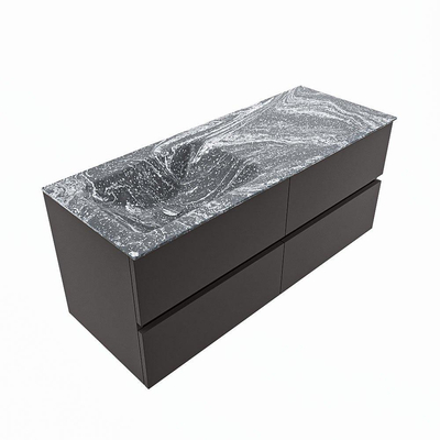 Mondiaz VICA-DLUX ensemble de meuble de salle de bain - 120cm - meuble sous-vasque gris foncé - 4 tiroirs - lavabo encastré cloud gauche - 1 trou de robinet - version haute de 60cm - lave