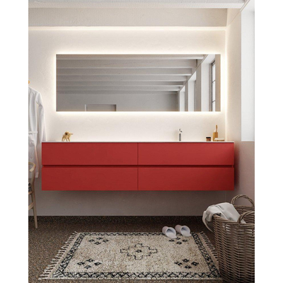 Mondiaz VICA ensemble de meuble de salle de bain - 200cm - meuble sous-vasque fire - 4 tiroirs - lavabo moon droite - 1 trou de robinet - miroir LED - version XL 60cm de haut