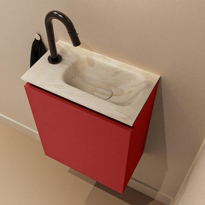 MONDIAZ TURE-DLUX 40cm toiletmeubel Fire. EDEN wastafel Ostra positie rechts. Met 1 kraangat.
