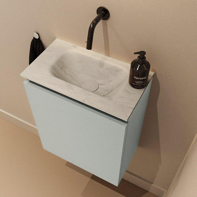 MONDIAZ TURE-DLUX Meuble de toilette 40 cm Greey. EDEN lavabo Opalo position milieu. Sans trou de robinet.