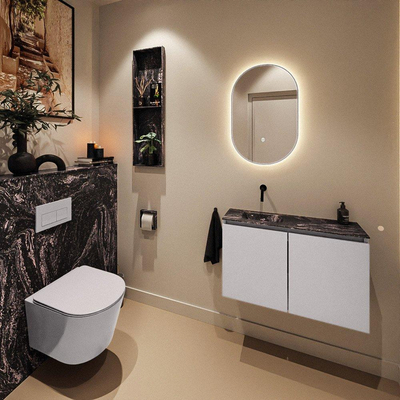 MONDIAZ TURE-DLUX Meuble WC 80 cm Cale. EDEN lavabo Lava position gauche. Sans trou de robinet.
