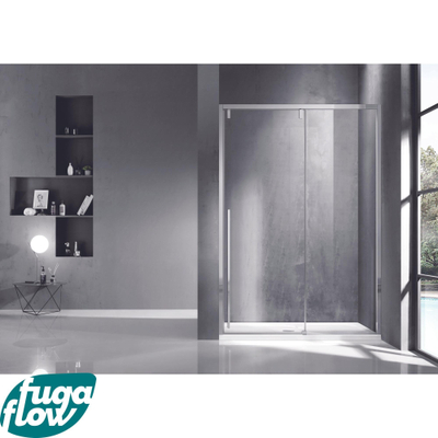 FugaFlow Efficiente Vetro porte coulissante - 140x200cm - fermeture douce - gauche/droite - poli argent
