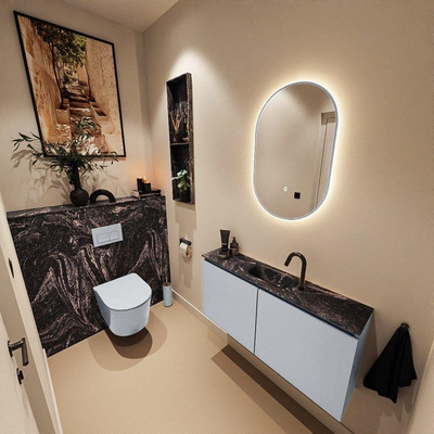 MONDIAZ TURE-DLUX 100cm toiletmeubel Clay. EDEN wastafel Lava positie midden. Met 1 kraangat.