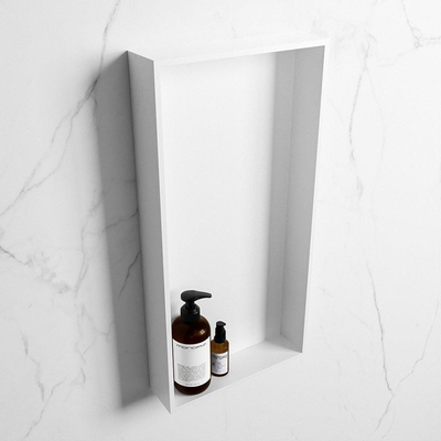 Mondiaz Easy nis 29.5x59.5x8cm voor Inbouw/opbouw 1 open vak Solid surface Talc/Talc