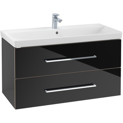 Villeroy & Boch Avento wastafelonderkast 97.6x51.4cm 2 lades Crystal black