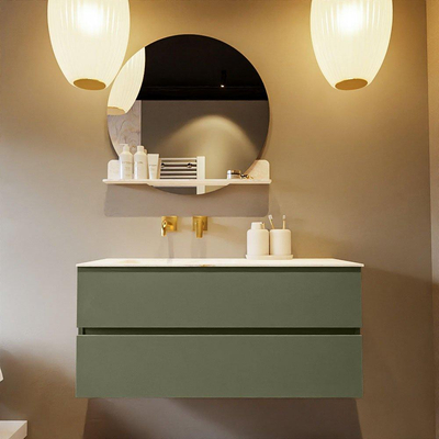 Mondiaz VICA-DLUX ensemble de meuble de salle de bain - 110cm - meuble sous-vasque armée - 2 tiroirs - lavabo encastré nuage gauche - sans trous de robinet - version haute de 60cm - ostra