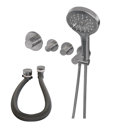 Brauer Chrome carving inbouw - douchegarnituur - 3 carving knoppen - handdouche rond 3 standen - chroom