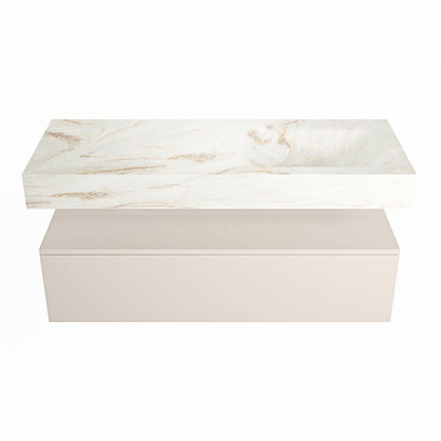 MONDIAZ ALAN - DLUX Ensemble de meuble de salle de bains - 120cm - meuble bas - Linen - 1 tiroir - lavabo suspendu - vasque à droite - 1 trou de robinet - Frappe