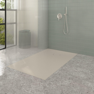 Villeroy & Boch Ecora douchebak - 150x90x3.5cm - afvoer korte zijde - almond (beige)
