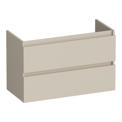 BRAUER Joy wastafelonderkast ondiep - 80x39x50cm - 2 softclose lades - greeploos - 1 sifon uitsparing - mat beige