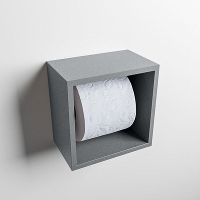 Mondiaz EASY Porte-papier toilette - CUBE 168 - 16x16x16cm - solid surface - Plata