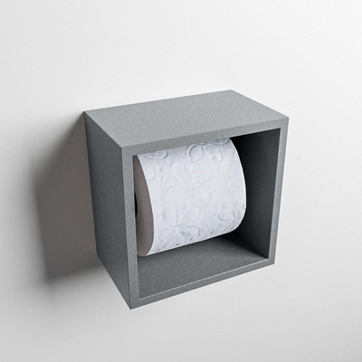 Mondiaz EASY Porte-rouleau de papier toilette - CUBE 168 - 16x16x16cm - solid surface - Plata