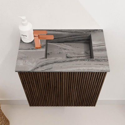 Mondiaz JOYA-DLUX Meuble de toilette 40cm - couleur Walnut - Vasque FAYE position Droite 1 trou de robinet couleur Sombra.