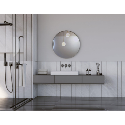 Saniclass Retro Line Spiegel - rond - 120cm - frame - mat zwart OUTLETSTORE