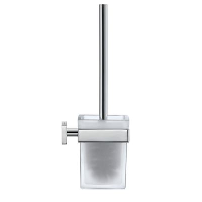 Duravit Karree Closetborstelgarnituur - met matglas wandmodel - hoogglans chroom