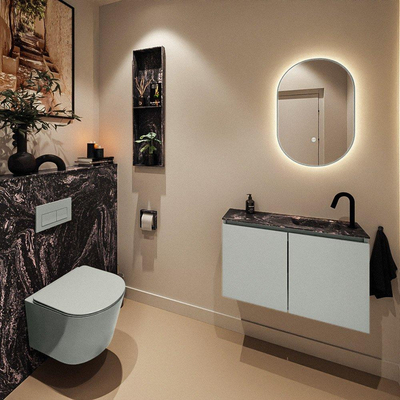 MONDIAZ TURE-DLUX 80cm toiletmeubel Greey. EDEN wastafel Lava positie rechts. Met 1 kraangat.