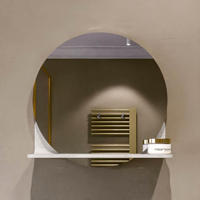 Mondiaz SPOT miroir – Ø 40 cm – avec tablette – Ostra (beige)