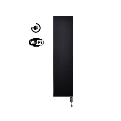 Sanicare Elektrische Design Radiator Denso -180x40cm - Wifi - mat zwart - thermostaat chroom (rechtsonder)
