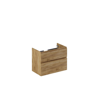 Thebalux Type 3 Meuble sous-vasque haut - 80cm - 2 tiroirs - sans poigné - 2 baguettes en bois - 1 découpe - kit siphon inclus - chêne navarro