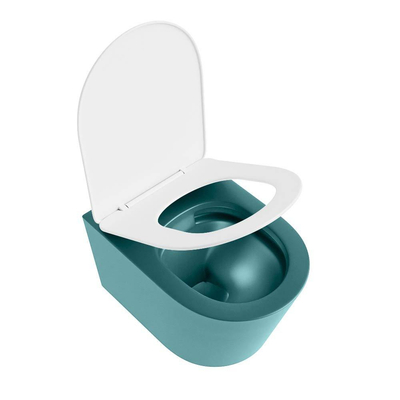 MONDIAZ LAVIE WC suspendu - 36x53cm - sans bride - Talc (offwhite) - softclose - quick-release - abattant WC - Smag (bleu)