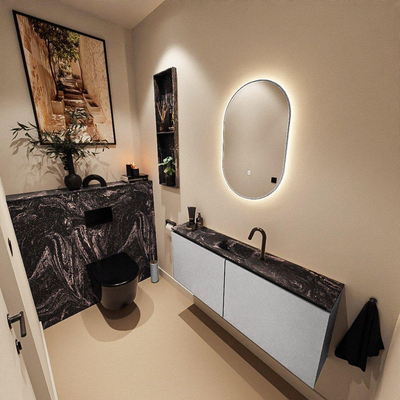 MONDIAZ TURE-DLUX 120cm toiletmeubel Plata. EDEN wastafel Lava positie midden. Met 1 kraangat.
