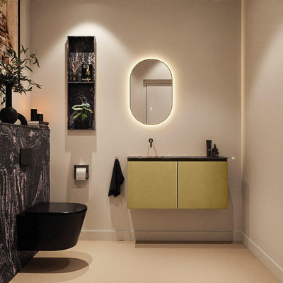 MONDIAZ TURE-DLUX Meuble toilette - 100cm - Oro - EDEN - vasque Lava - position gauche - sans trou de robinet