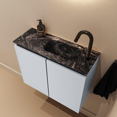 MONDIAZ TURE-DLUX Meuble de toilettes 60cm Clay. Lavabo EDEN Lava position à droite. Avec 1 trou de robinet.